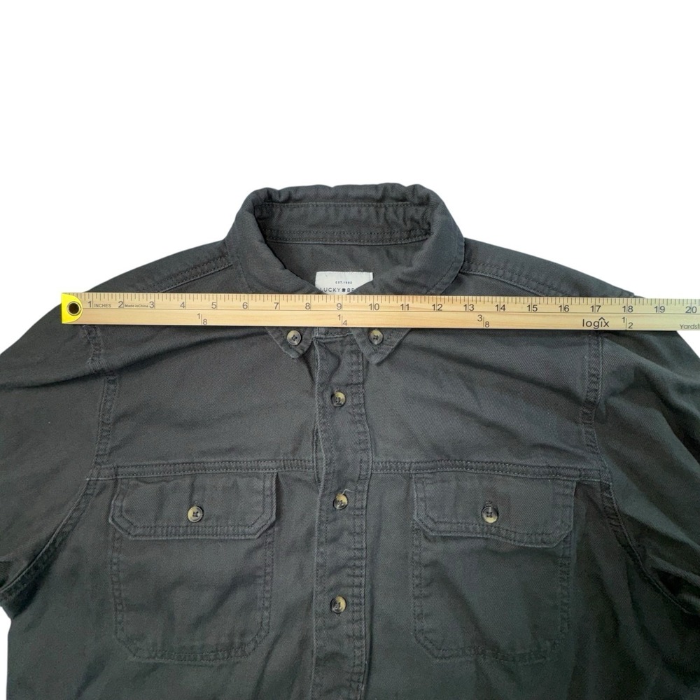 Lucky Brand 100% Cooton Button Up Long Sleeves Collard Shirt Olive Men's Large - Picture 3 of 14